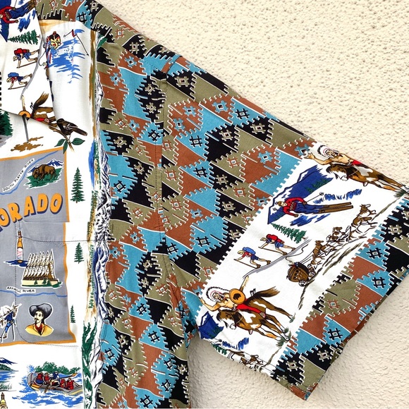 REYN SPOONER vintage Hawaiian shirt COLORADO pride STATE MAP tropical men’s XL - Picture 10 of 10